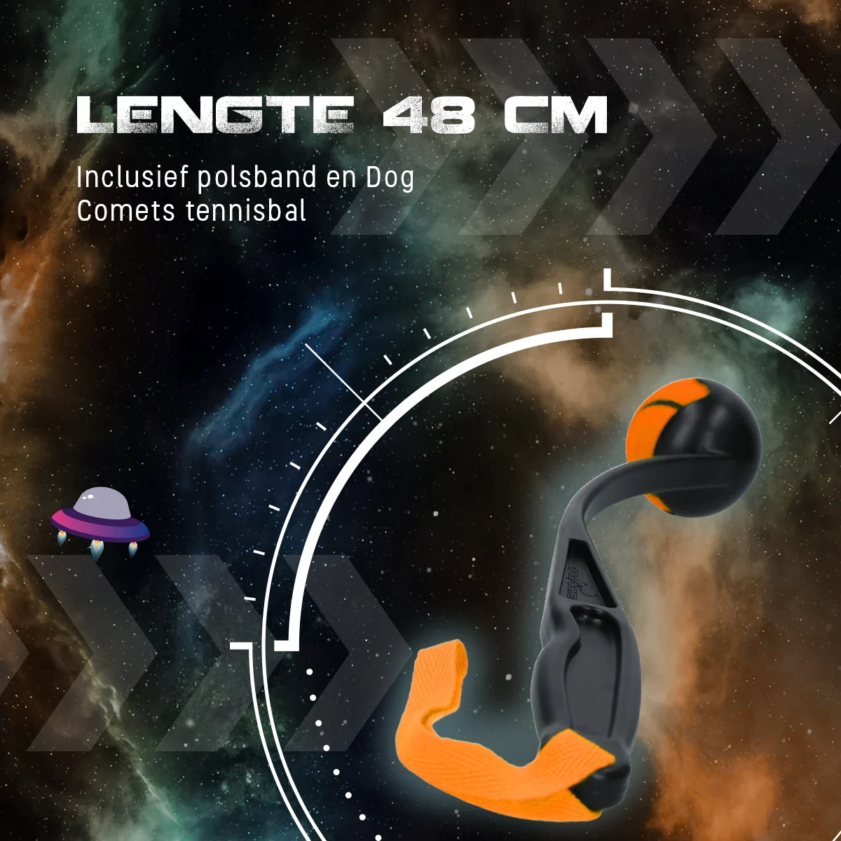 Wyrzutnia do piłek dla psa z piłką tenisową M, 48 cm, pomarańczowa – Dog Comets Launcher - obrazek 5