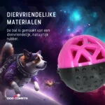 Piłka na przysmaki dla psa z gumy, z piszczałką, różowa – Dog Comets Moonstone - obrazek 6