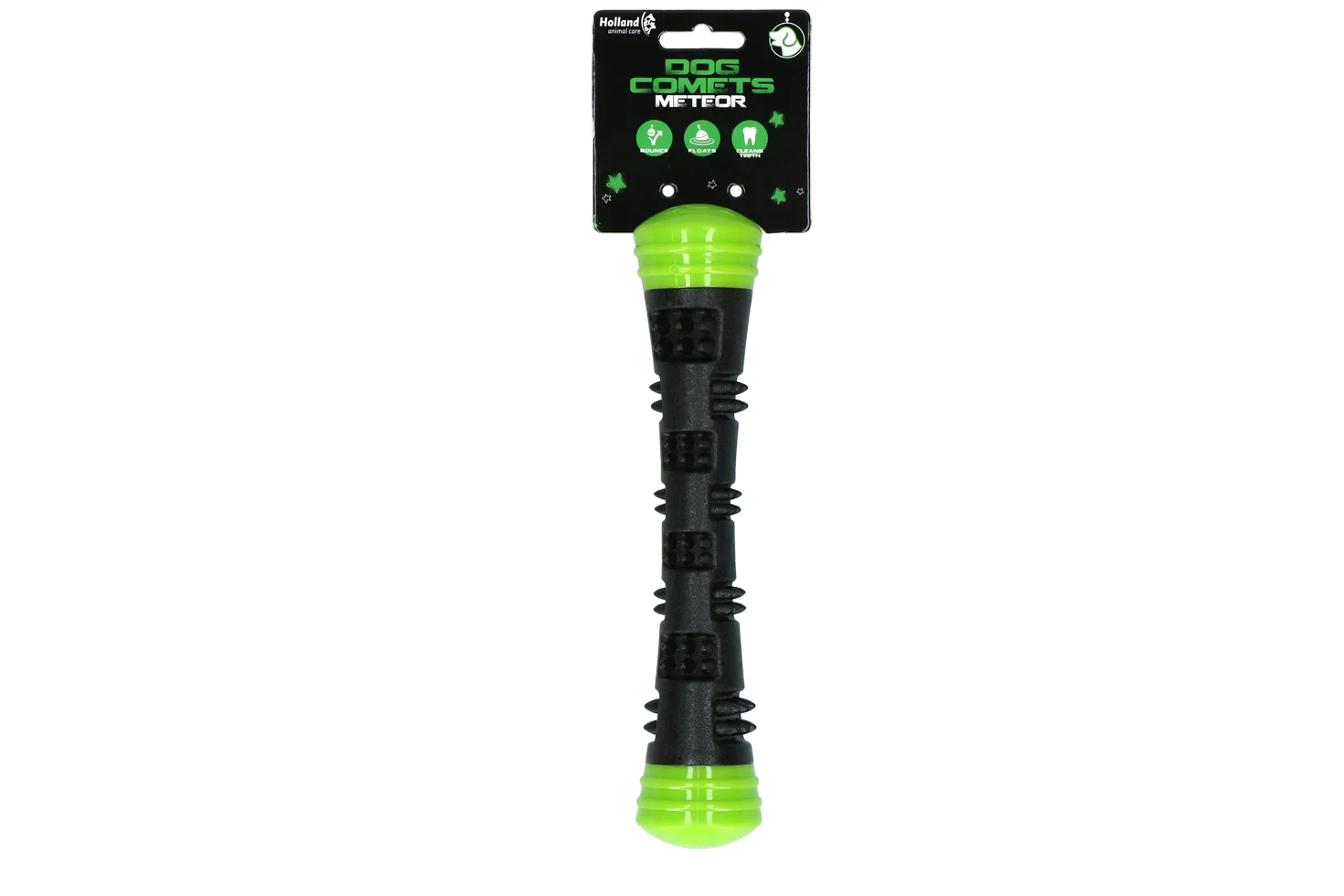 Gryzak do aportowania z gumy z piszczałką, S 23 cm, zielony – Dog Comets Meteor - obrazek 1