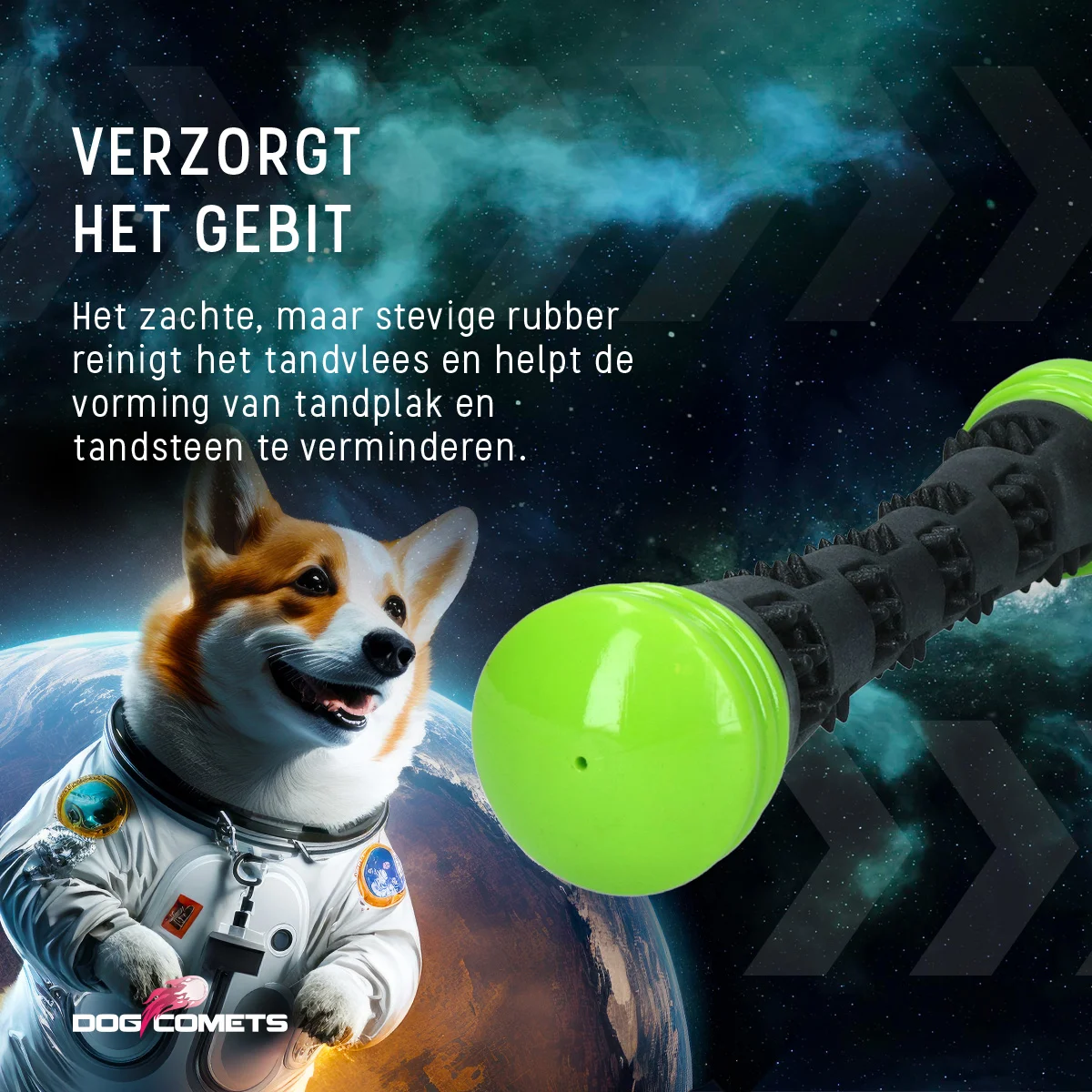 Gryzak do aportowania z gumy z piszczałką, S 23 cm, zielony – Dog Comets Meteor - obrazek 5