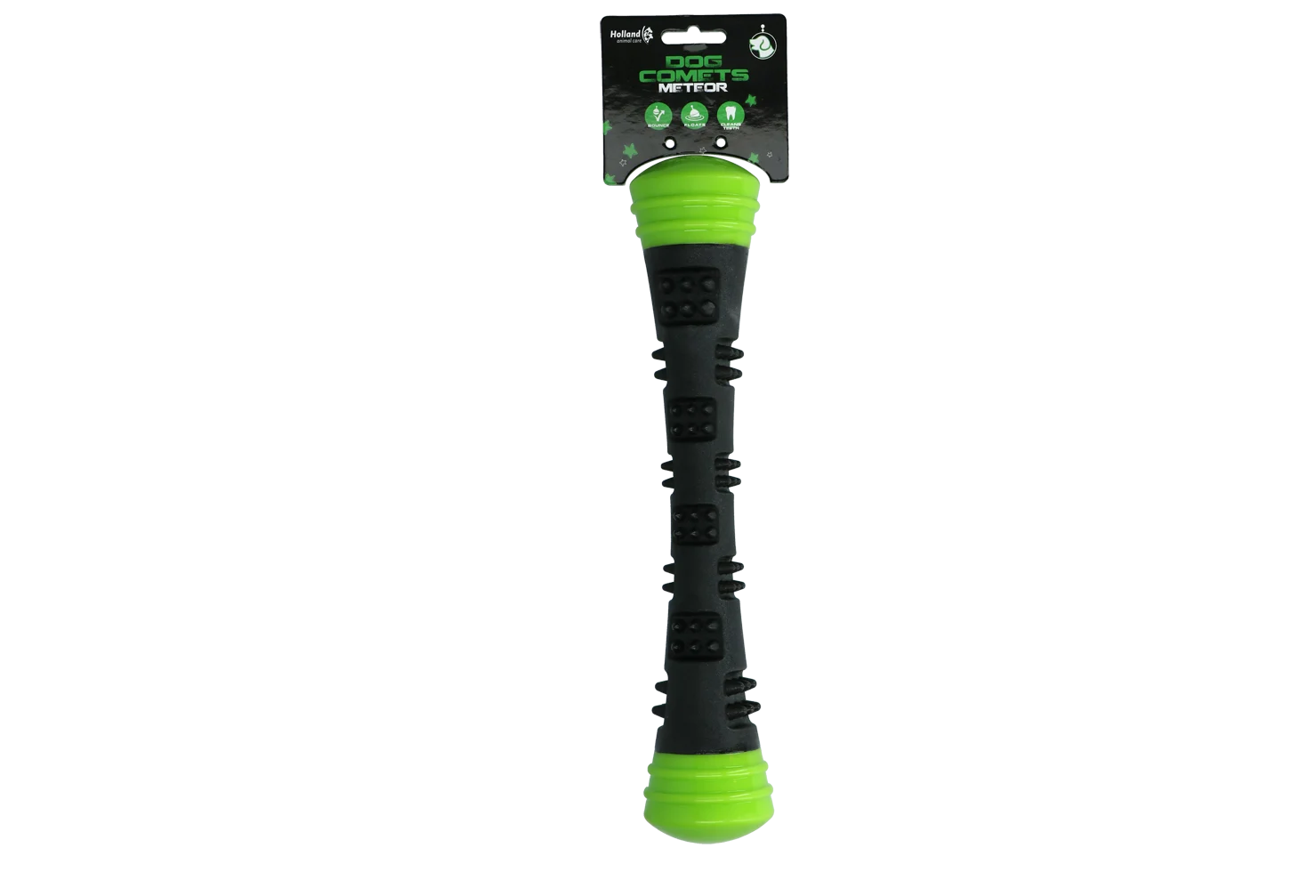 Gryzak do aportowania z gumy z piszczałką L, 32 cm, zielony – Dog Comets Meteor - obrazek 1
