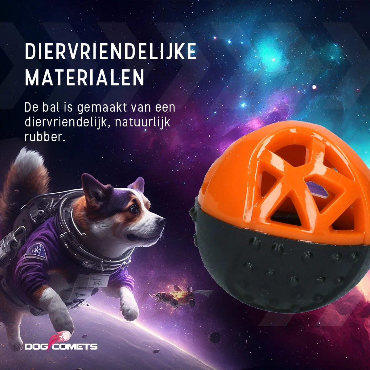 Gumowa piłka na przysmaki z piszczałką, pomarańczowa – Dog Comets Moonstone - obrazek 5