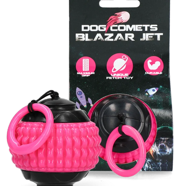 Piłka dla psa ze zwijanym sznurkiem, różowa – Dog Comets Blazar Jet