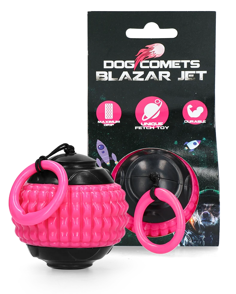 COME075B.png Piłka dla psa ze zwijanym sznurkiem, różowa – Dog Comets Blazar Jet - obrazek 1