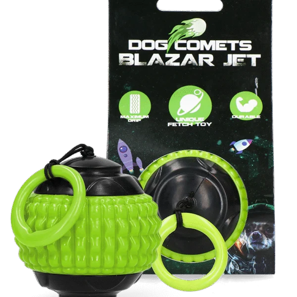 Piłka dla psa ze zwijanym sznurkiem, zielona – Dog Comets Blazar Jet