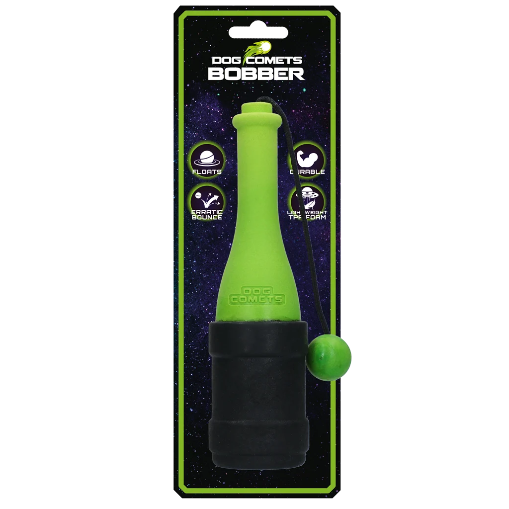 Zabawka do aportowania ze sznurkiem do wody, 23 cm, zielona – Dog Comets Bobber - obrazek 1