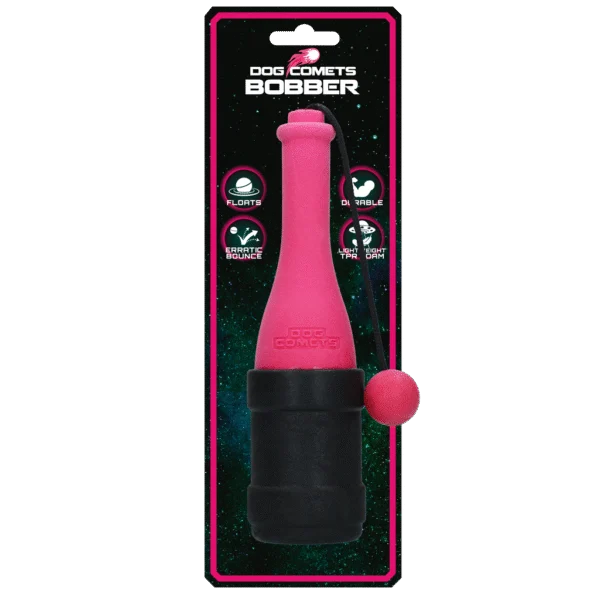 Zabawka aportowa ze sznurkiem do zabawy w wodzie, 23 cm, różowa – Dog Comets Bobber