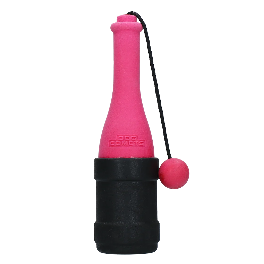 Zabawka aportowa ze sznurkiem do zabawy w wodzie, 23 cm, różowa – Dog Comets Bobber - obrazek 3
