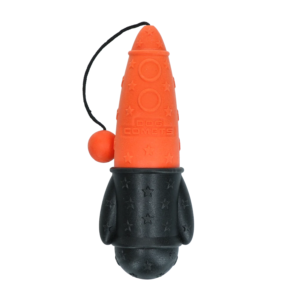 Zabawka aportowa ze sznurkiem, pływająca, Ø 65 x 235 mm, pomarańczowa – Dog Comets Bobber Rocket - obrazek 2