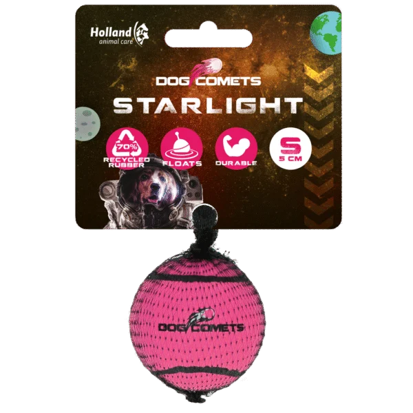 Piłka tenisowa dla psa, pływająca, różowa, S, Ø 5 cm – Dog Comets Starlight