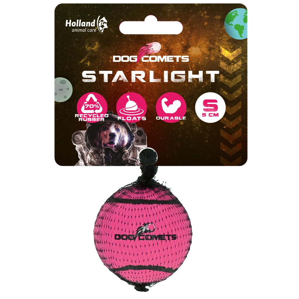 Piłka tenisowa dla psa, pływająca, różowa, S, Ø 5 cm – Dog Comets Starlight - obrazek 1