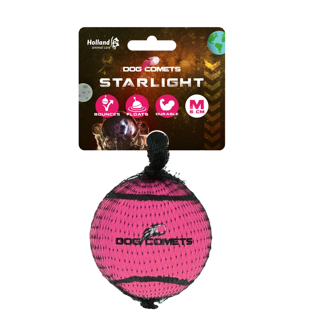 Piłka tenisowa dla psa, pływająca, Ø 6 cm, różowa – Dog Comets Starlight - obrazek 1