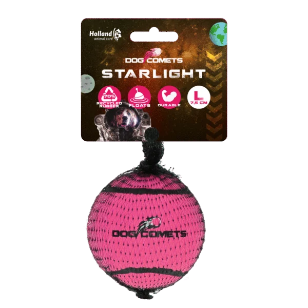 Piłka tenisowa dla psa, pływająca, Ø 7,5 cm, różowa – Dog Comets Starlight