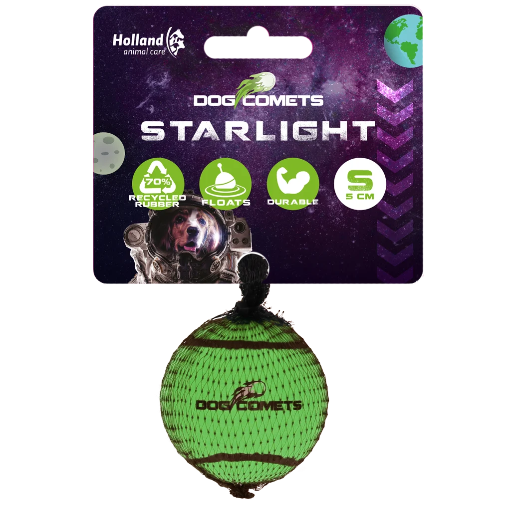 Piłka tenisowa dla psa, pływająca, Ø 5 cm, zielona – Dog Comets Starlight - obrazek 1