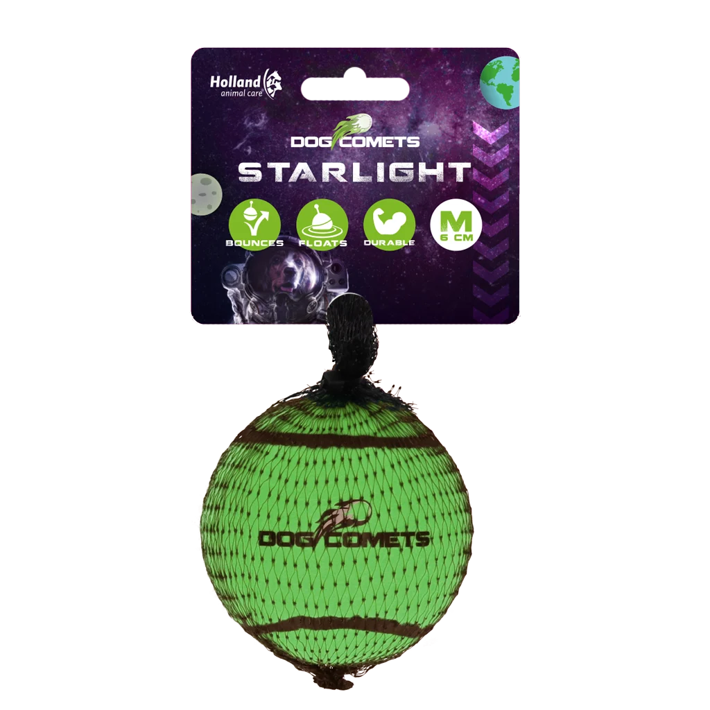 Piłka tenisowa dla psa, unosząca się na wodzie, Ø 6 cm, zielona – Dog Comets Starlight - obrazek 1