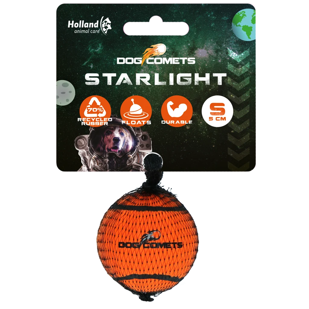 Piłka tenisowa dla psów, pływająca, pomarańczowa S, Ø 5 cm – Dog Comets Starlight - obrazek 1
