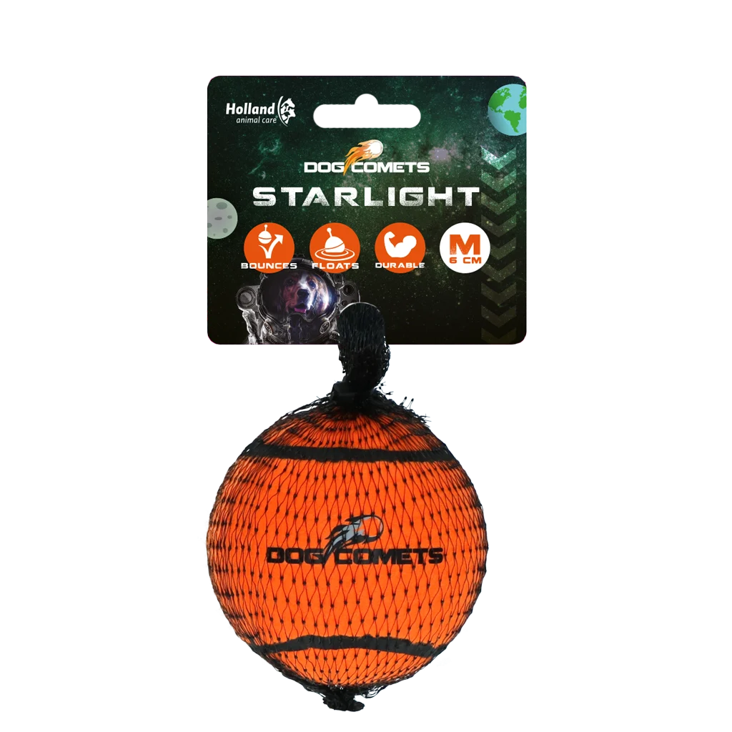 Piłka tenisowa dla psa, pływająca, Ø 6 cm, pomarańczowa – Dog Comets Starlight - obrazek 1