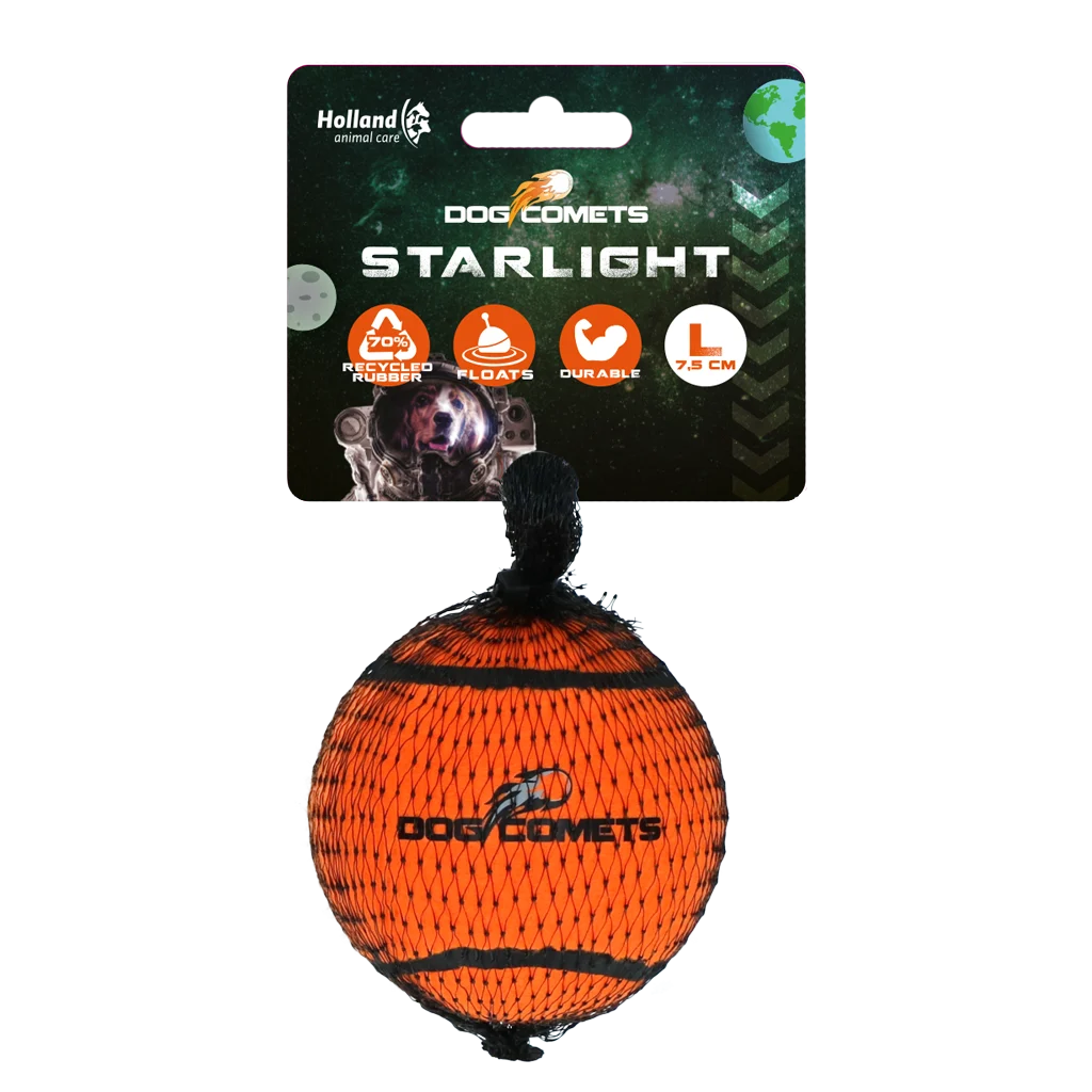 Piłka tenisowa dla psa, pływająca, Ø 7,5 cm, pomarańczowa – Dog Comets Starlight - obrazek 1