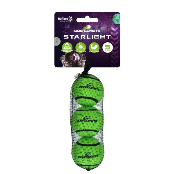 Piłka tenisowa dla psa, unosząca się na wodzie, zielona S, Ø 5 cm, 3 sztuki – Dog Comets Starlight