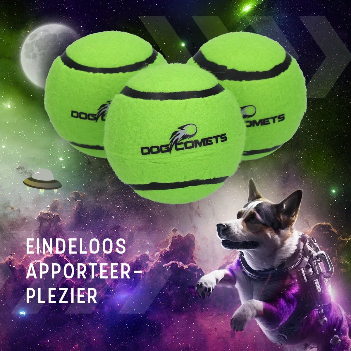 Pływająca piłka tenisowa dla psów L, Ø 7,5 cm, zielona – Dog Comets Starlight - obrazek 5