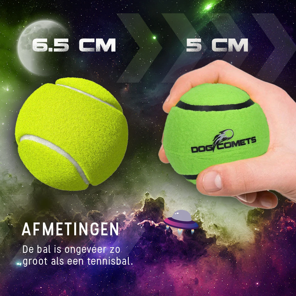 Piłka tenisowa dla psa, pływająca, Ø 5 cm, zielona – Dog Comets Starlight - obrazek 6