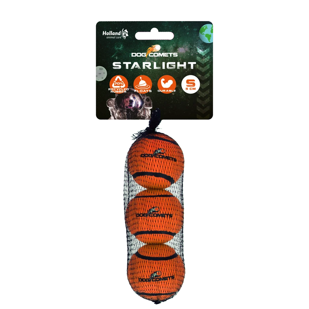 Piłka tenisowa dla psa, pływająca, pomarańczowa S, Ø 5 cm, 3 sztuki – Dog Comets Starlight - obrazek 1