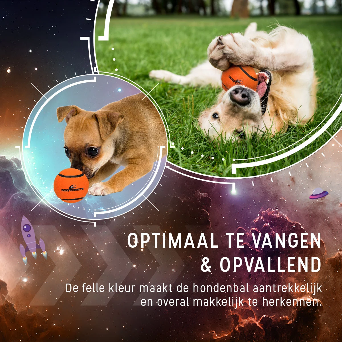 Piłki tenisowe dla psa, pływające, Ø 7,5 cm, pomarańczowe, 2 sztuki – Dog Comets Starlight - obrazek 4