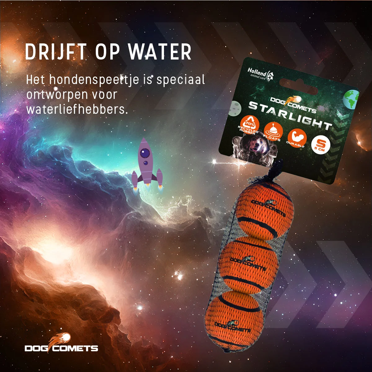 Piłka tenisowa dla psa, pływająca, pomarańczowa S, Ø 5 cm, 3 sztuki – Dog Comets Starlight - obrazek 6