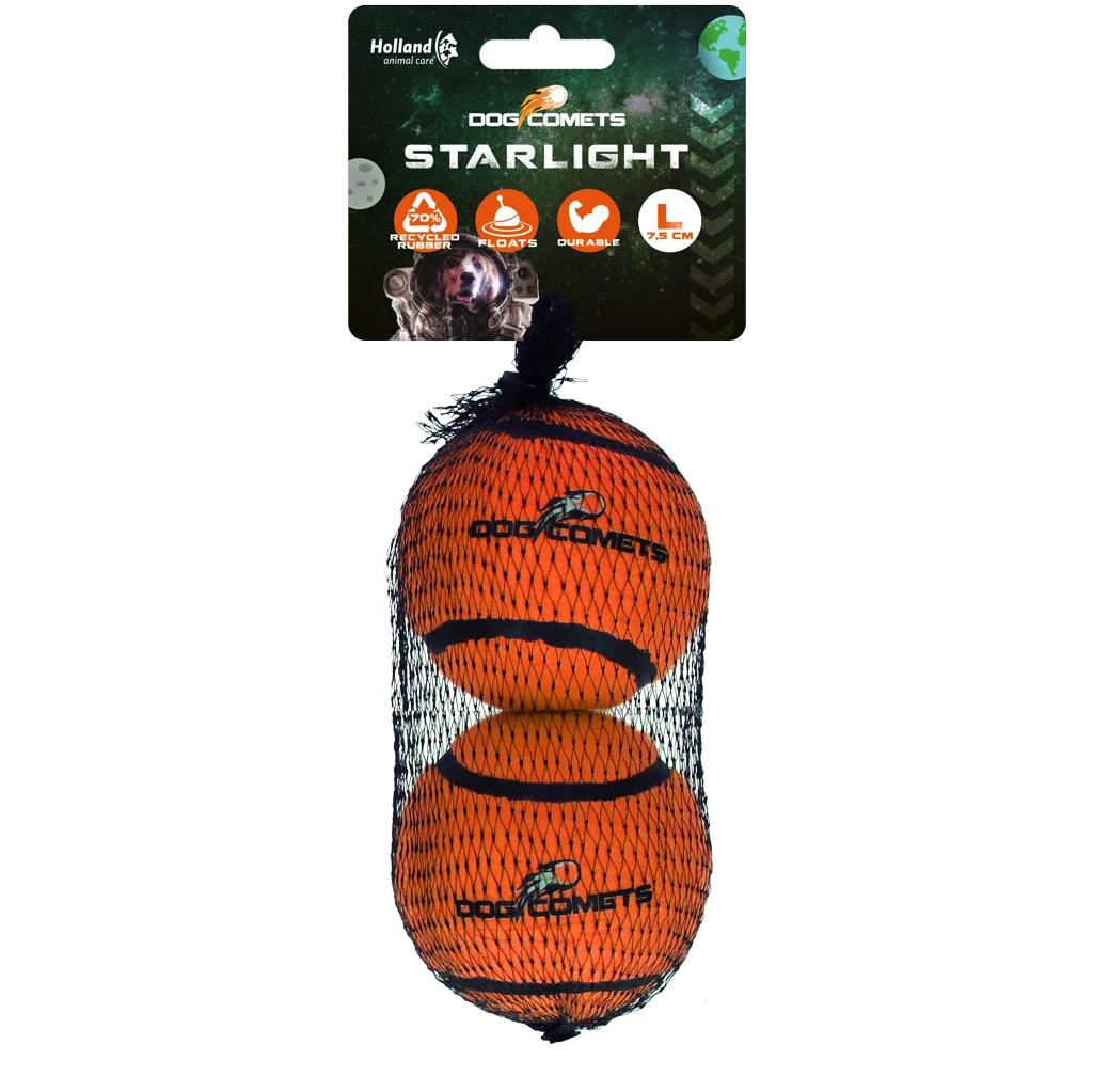 Piłki tenisowe dla psa, pływające, Ø 7,5 cm, pomarańczowe, 2 sztuki – Dog Comets Starlight - obrazek 1