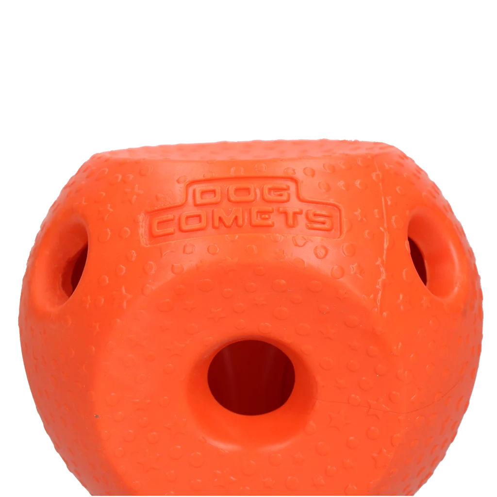 Piłka na przysmaki dla psa z gumy TPR, pomarańczowa – Dog Comets Treat Lock Ball - obrazek 2