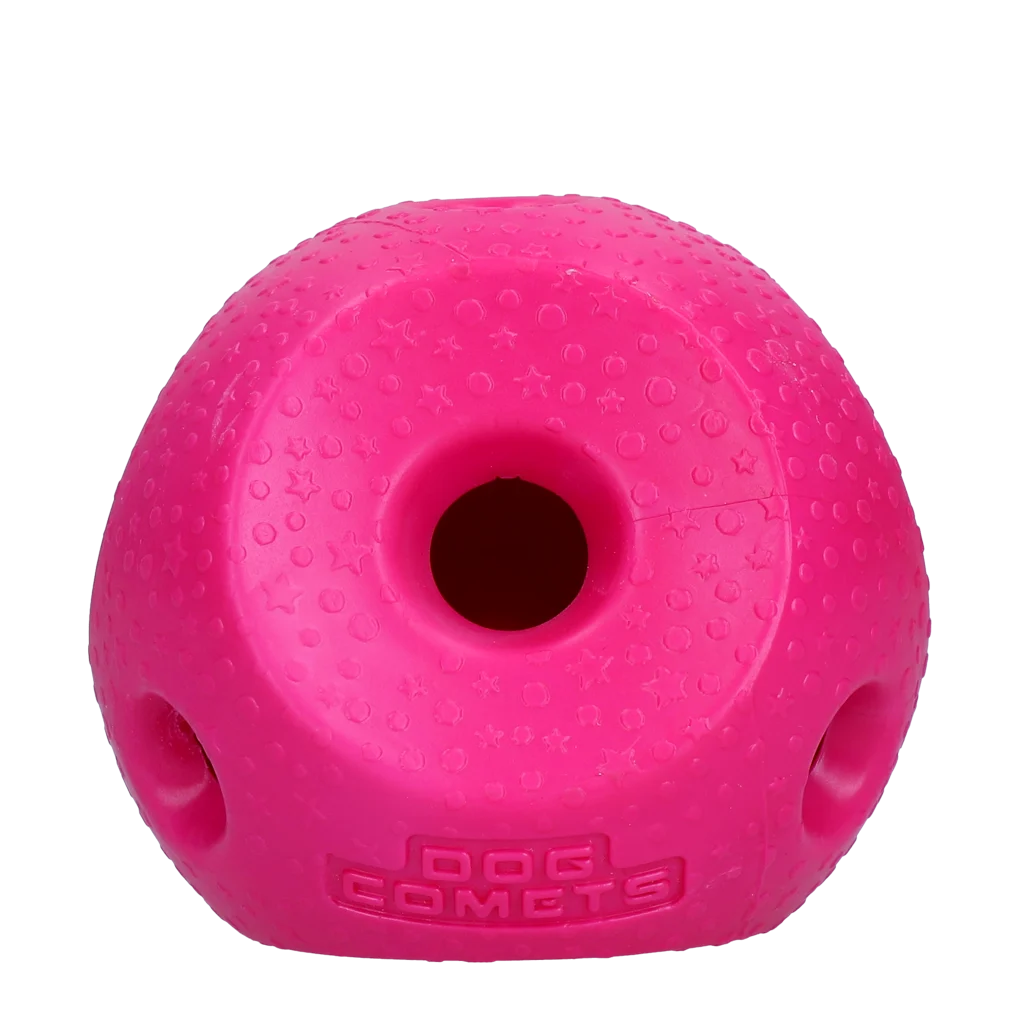 Piłka na przysmaki dla psów z gumy TPR, różowa – Dog Comets Treat Lock Ball - obrazek 1