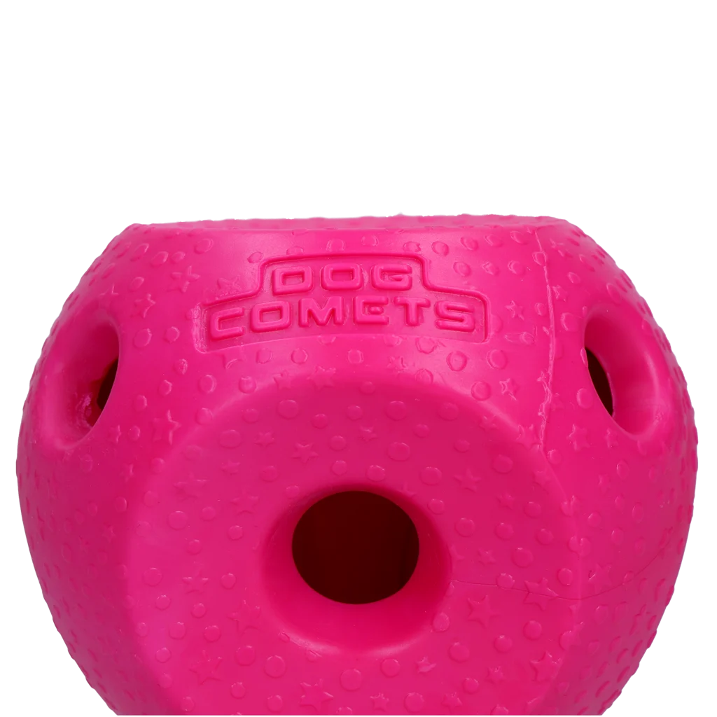 Piłka na przysmaki dla psów z gumy TPR, różowa – Dog Comets Treat Lock Ball - obrazek 2