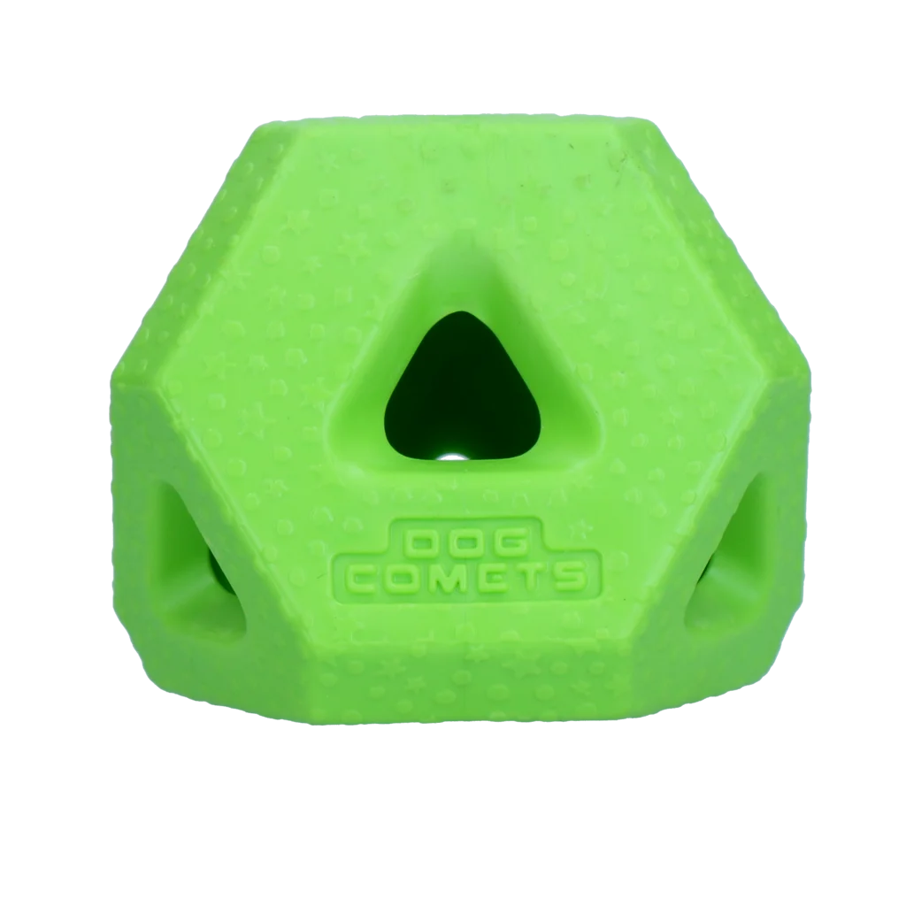 COME086A2.png Kostka na przysmaki z gumy TPR na przysmaki i gryzaki, zielona – Dog Comets Treat Lock Cube - obrazek 1