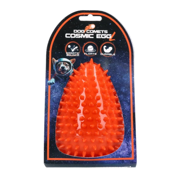 Zabawka do aportowania w kształcie jajka z piszczałką i wypustkami, pomarańczowa L, Ø 100 x 150 mm – Dog Comets Cosmic Egg