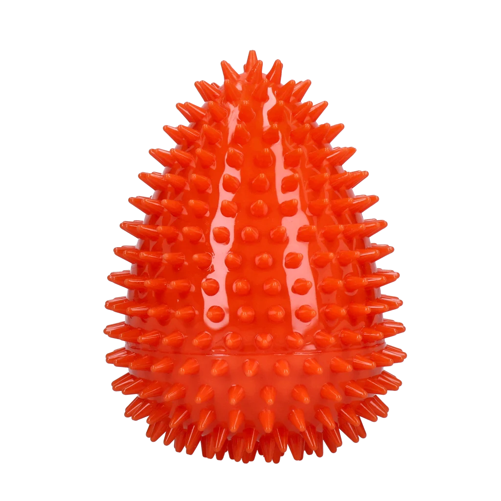Zabawka do aportowania w kształcie jajka z piszczałką i wypustkami, pomarańczowa L, Ø 100 x 150 mm – Dog Comets Cosmic Egg - obrazek 2