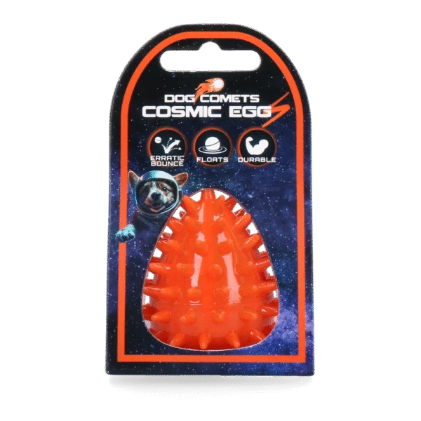 Zabawka do aportowania w kształcie jajka z piszczałką i wypustkami, pomarańczowa S, Ø 50 x 60 mm – Dog Comets Cosmic Egg