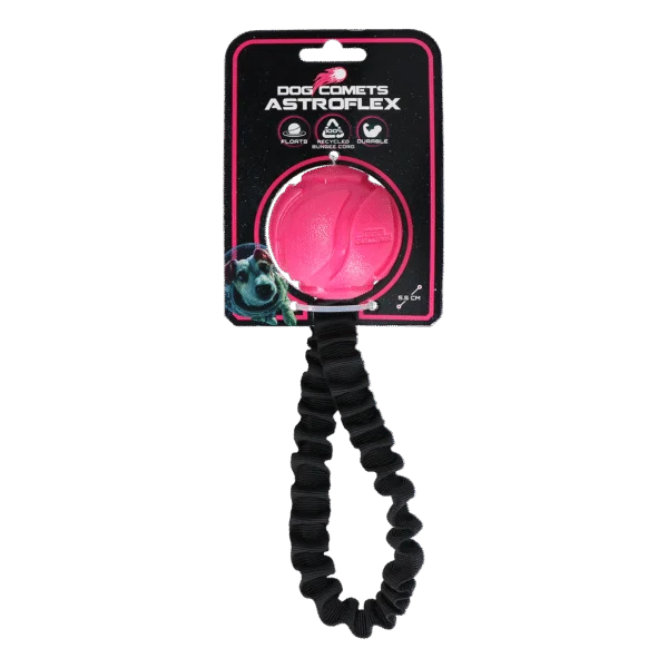 Piłka dla psa z elastycznym paskiem, Ø 65 x 220 mm, różowa – Dog Comets AstroFlex