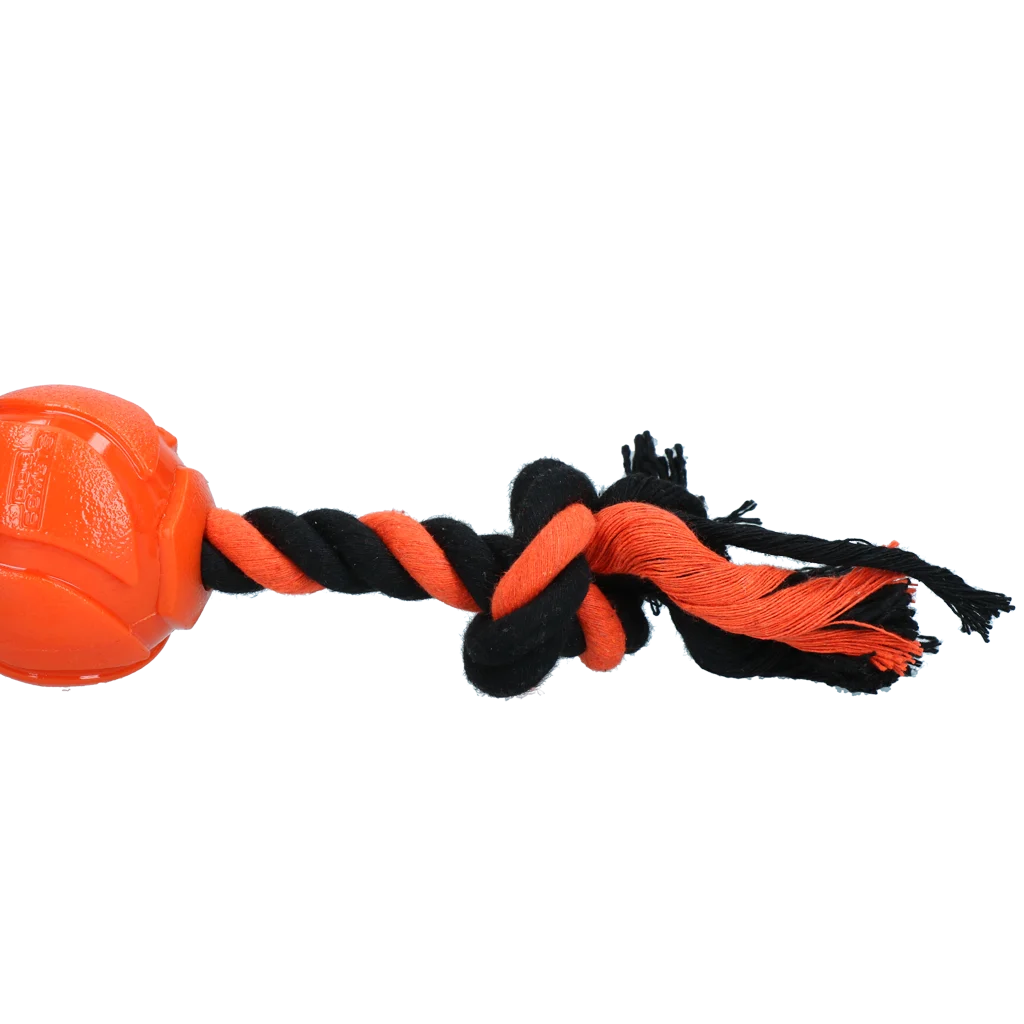 Piłka dla psa ze sznurem do przeciągania, 6 cm, pomarańczowa – Dog Comets AstroTug - obrazek 3