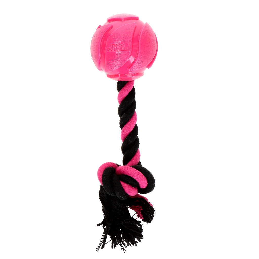 Różowa piłka dla psa ze sznurem do przeciągania, 6 cm – Dog Comets AstroTug - obrazek 2