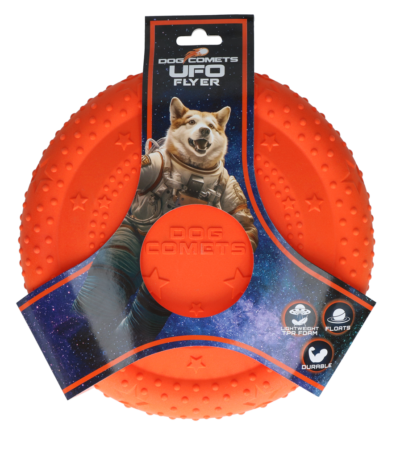 Frisbee dla psa z pianki TPR, pływająca, pomarańczowa, M – Dog Comets UFO Flyer