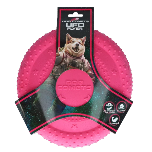 Frisbee dla psa z pianki, unoszące się na wodzie, różowe M – Dog Comets UFO Flyer