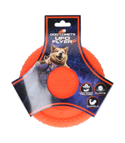 Frisbee dla psa z pianki TPR, pływająca, pomarańczowa, S – Dog Comets UFO Flyer
