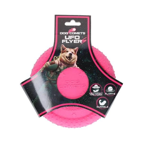 Frisbee dla psa z pianki, pływające, różowe S – Dog Comets UFO Flyer