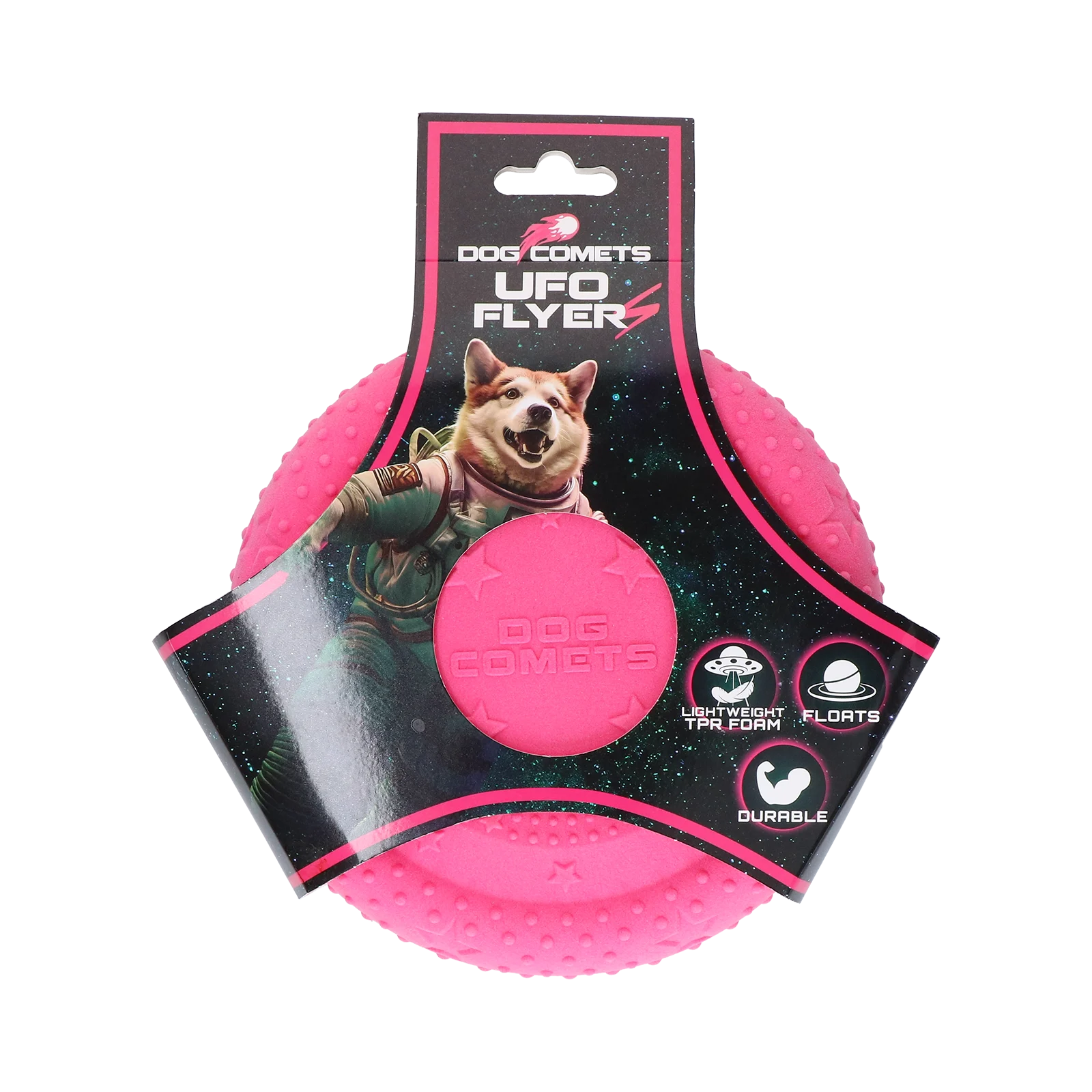 Frisbee dla psa z pianki, pływające, różowe S – Dog Comets UFO Flyer - obrazek 1