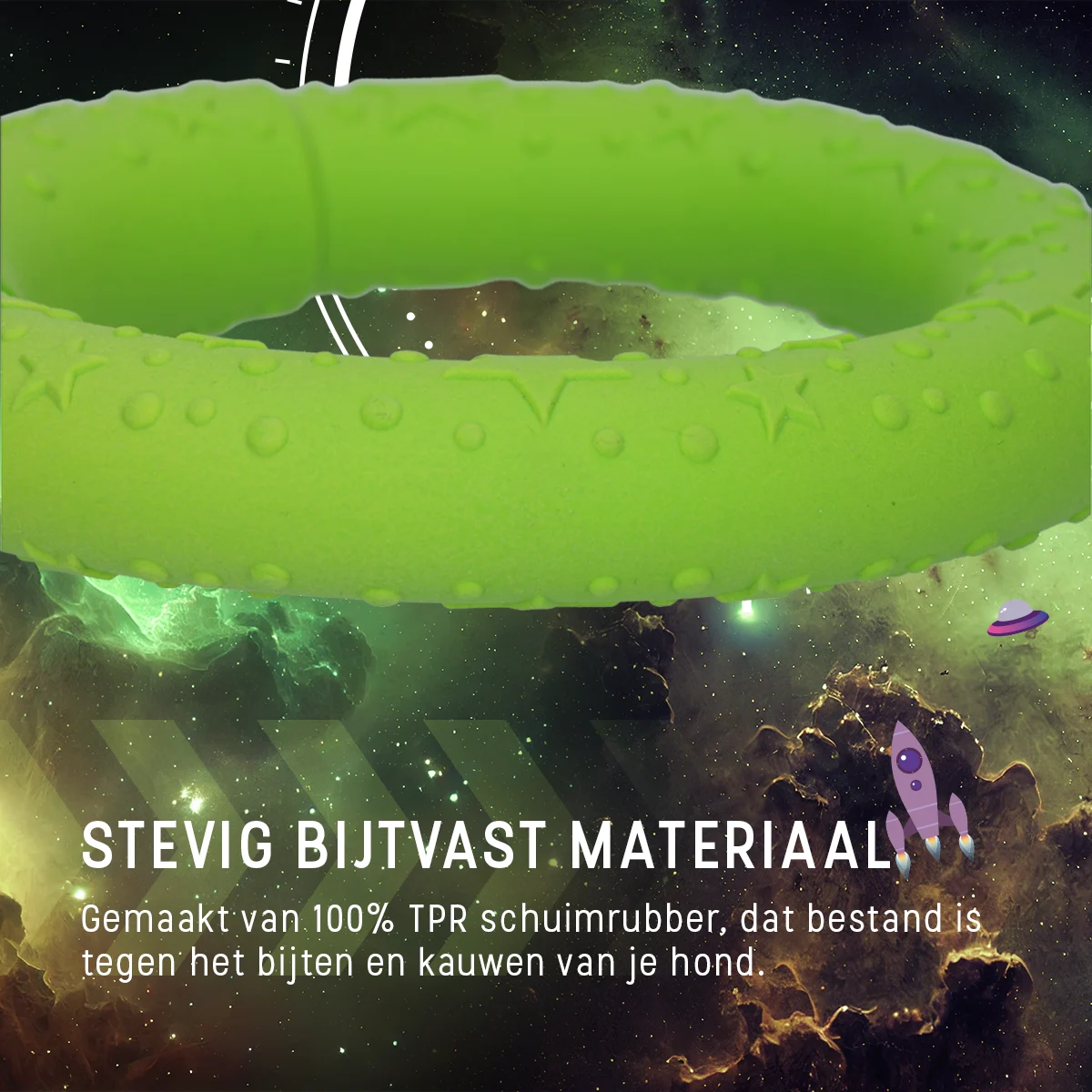 Ring dla psa z pianki gumowej, unoszący się na wodzie, zielony M, Ø 19 cm – Dog Comets UFO Ring - obrazek 6