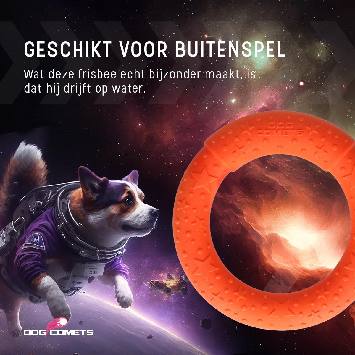 Piankowy pierścień do rzucania dla psa, pływający, pomarańczowy M, Ø 19 cm – Dog Comets UFO Ring - obrazek 5