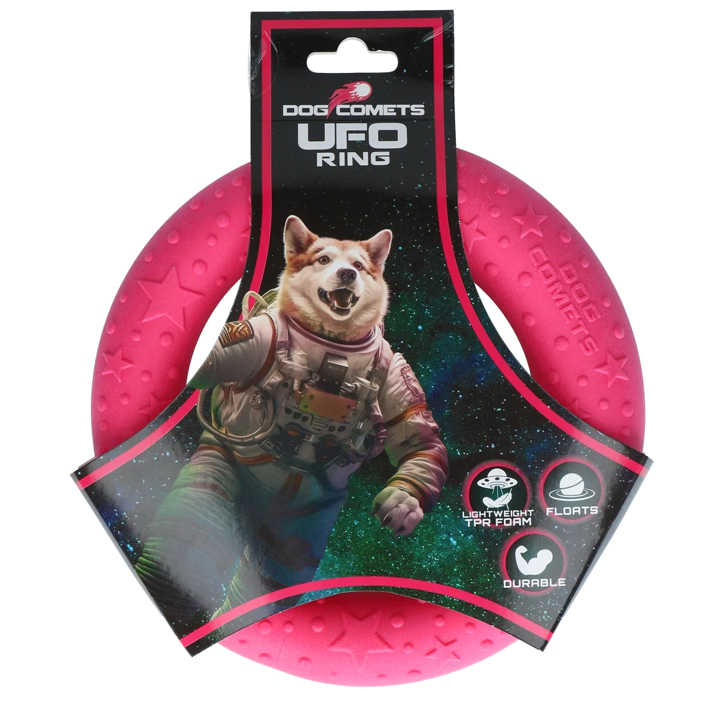 Pływający pierścień dla psa z pianki, różowy, M, Ø 19 cm – Dog Comets UFO Ring - obrazek 1