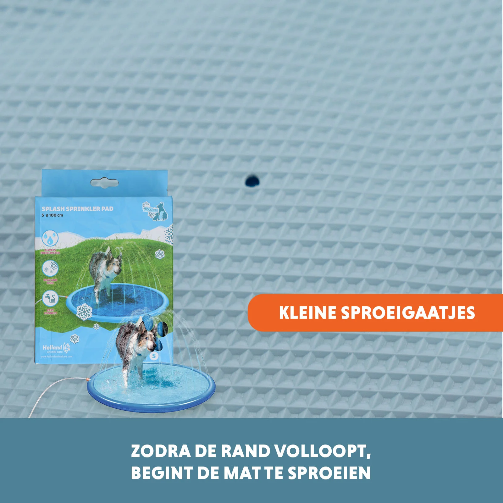 Mata zraszająca dla psów z przyłączem do węża ogrodowego, S 100 cm – Coolpets Splash Sprinkler Pad - obrazek 5