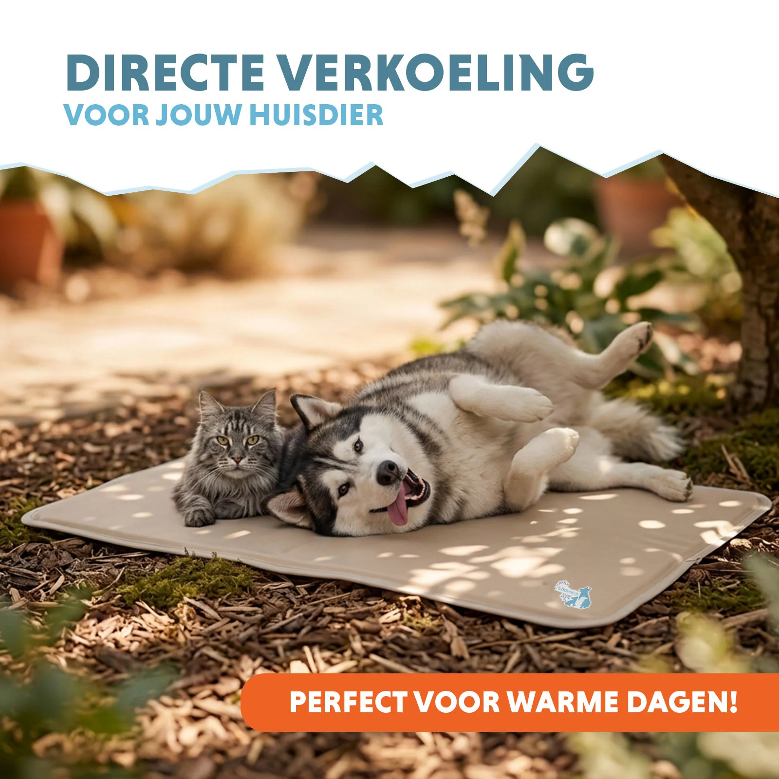 Mata chłodząca dla psów z żelem stałym, beżowa, XL 120 x 70 cm – Coolpets Gel Cooling Mat - obrazek 2