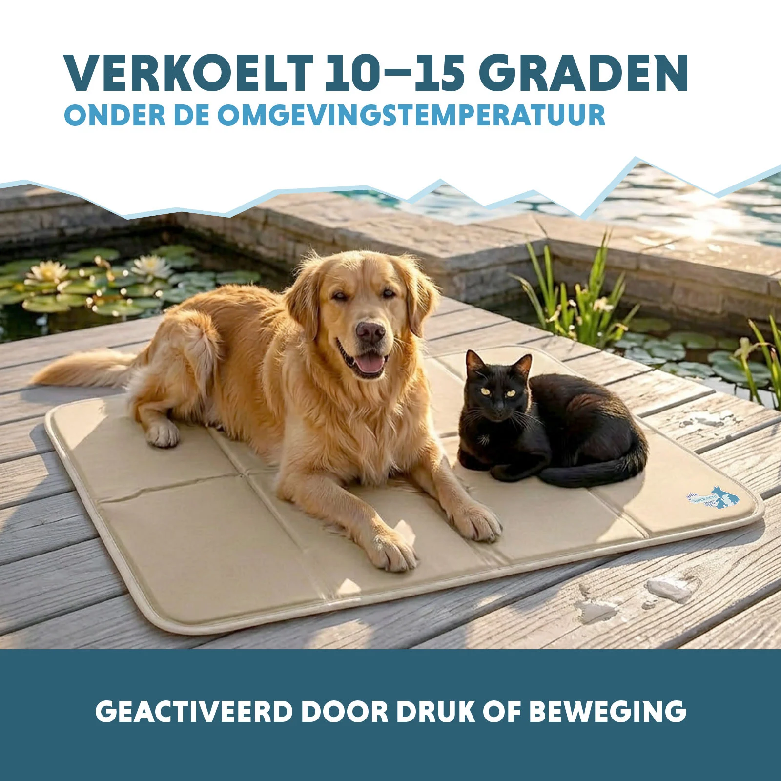 Mata chłodząca dla psów z żelem stałym, beżowa, XL 120 x 70 cm – Coolpets Gel Cooling Mat - obrazek 4